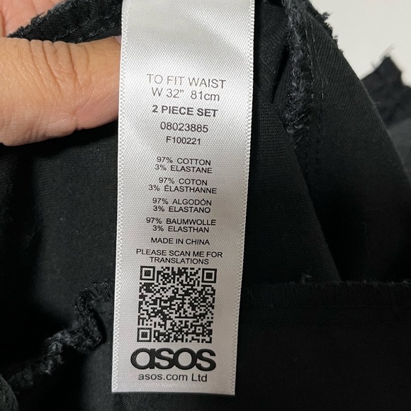 ASOS Men’s Black Chino Shorts Size 32 W Casual Stretch Cotton Blend - Picture 7 of 15